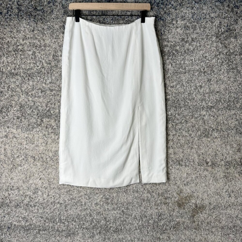 Topshop Skirt Womens 12 White Midi Slit Pencil Lined Elegant Formal UK‎ Made